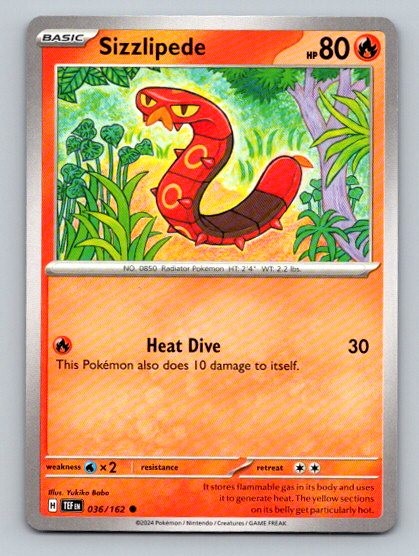 2024 Pokemon Card SV05: Temporal Forces Sizzlipede 36/162