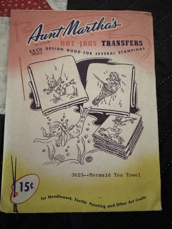 Aunt Martha's Hot Iron Transfers 3623 Mermaid Theme Iron-On Pattern