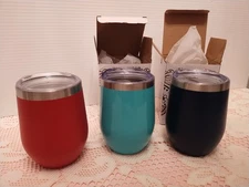 3 Stainless Steel Insulated Cups 12 Oz  For Wine Coffee Or Other Cold Beverage