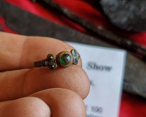 1700s Fur Trade ~ Seven Stone Ring Green And Blue