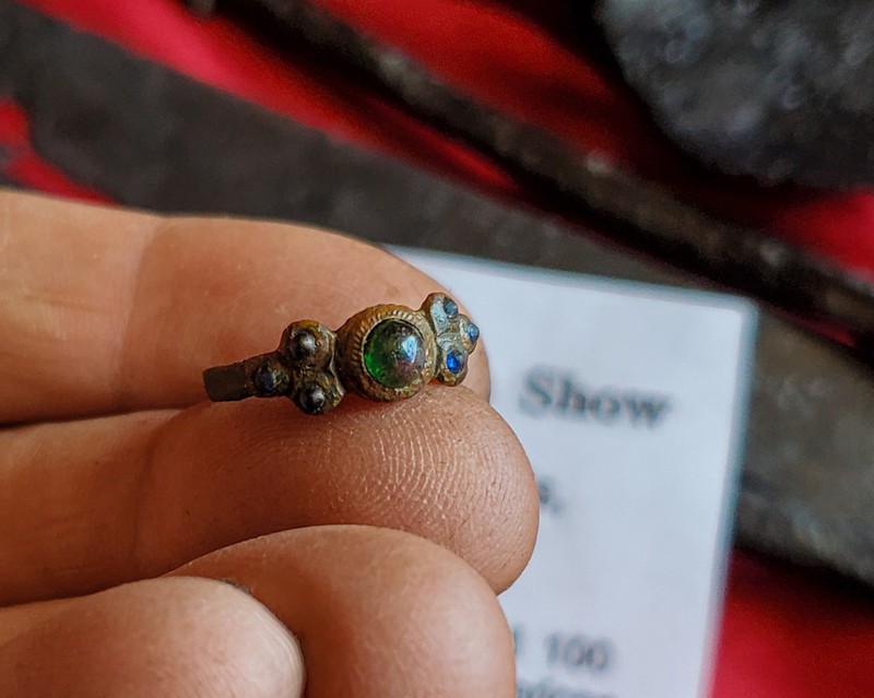 1700s Fur Trade ~ Seven Stone Ring Green And Blue