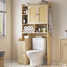 Over The Toilet Storage Cabinet, Farmhouse Bathroom Cabinet with Storage Shleves