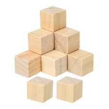 0.6 Inch Unfinished Wooden Blocks, 50 Pack Natural Wood Cube Square Wood Blocks