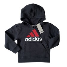 Adidas Boys Fleece Hoodie Sweatshirt Black Size 4 Regular Fit New With Tag