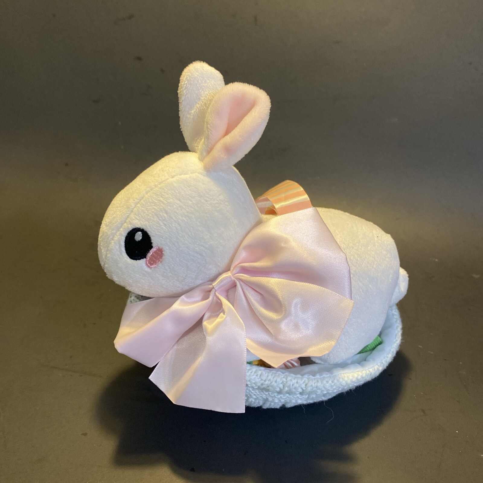 Manhattan Toy Lullaby Easter Bunny Basket Pull Musical Hanging Baby Plush Pink