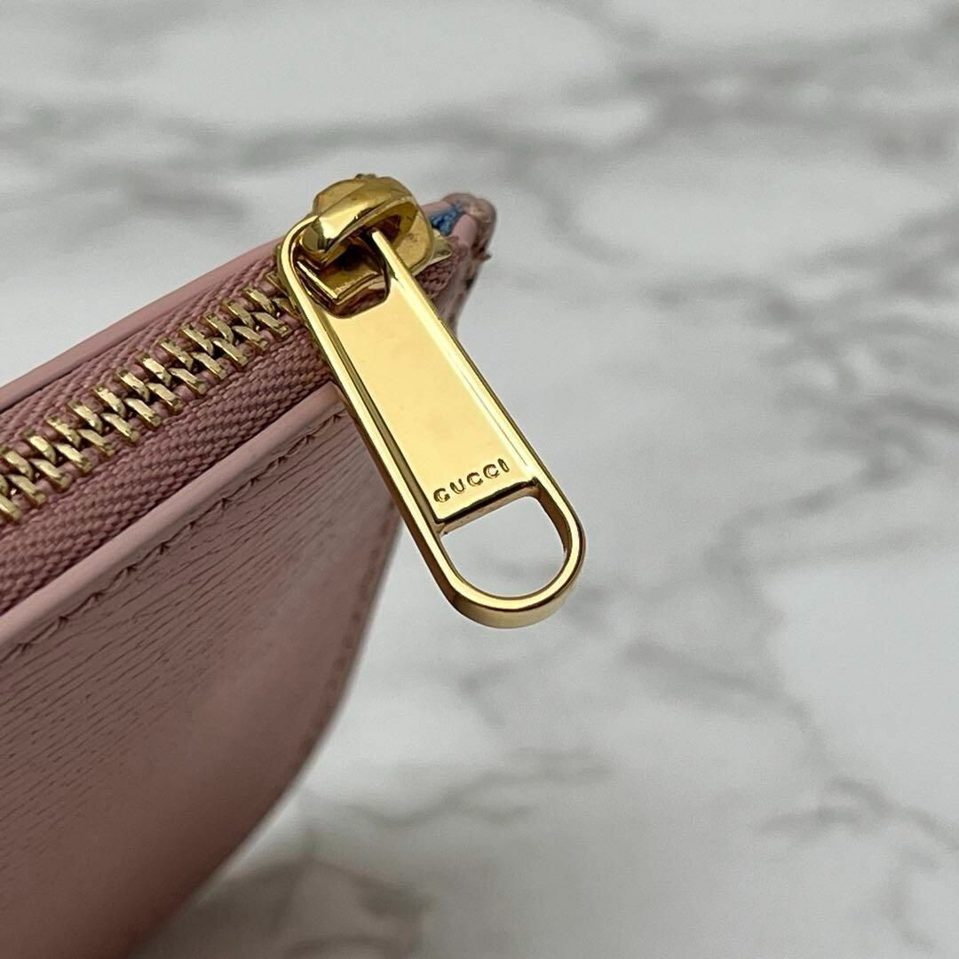 GUCCI ピンクレザーコインケース GUCCI Script Zip Key Case Coin Case Current Model Light Pink