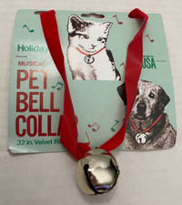 Vintage Pet Bell Collar 32 In Red Velvet Holiday USA Dog or Cat