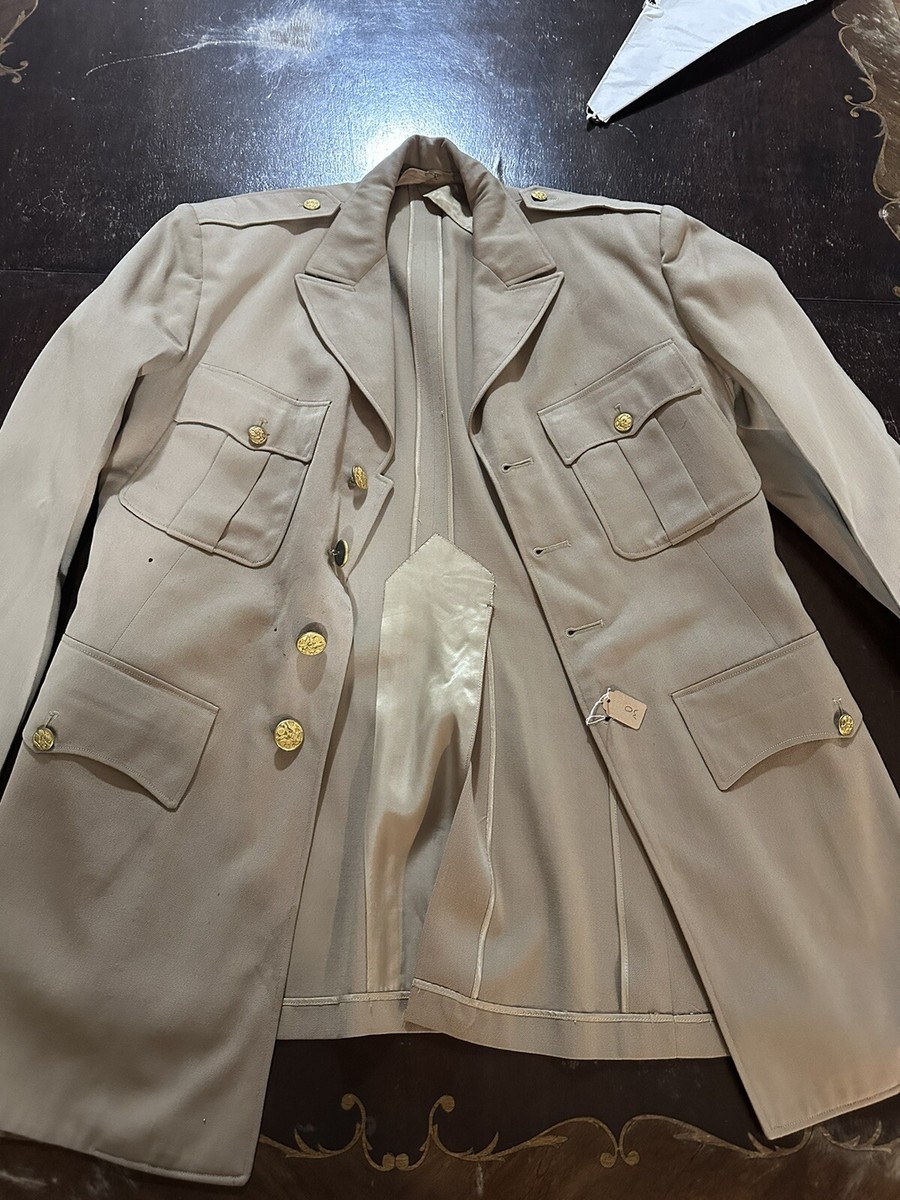 WWII US Navy Khaki Cotton Officer working Jacket Uniform #35 | eBay