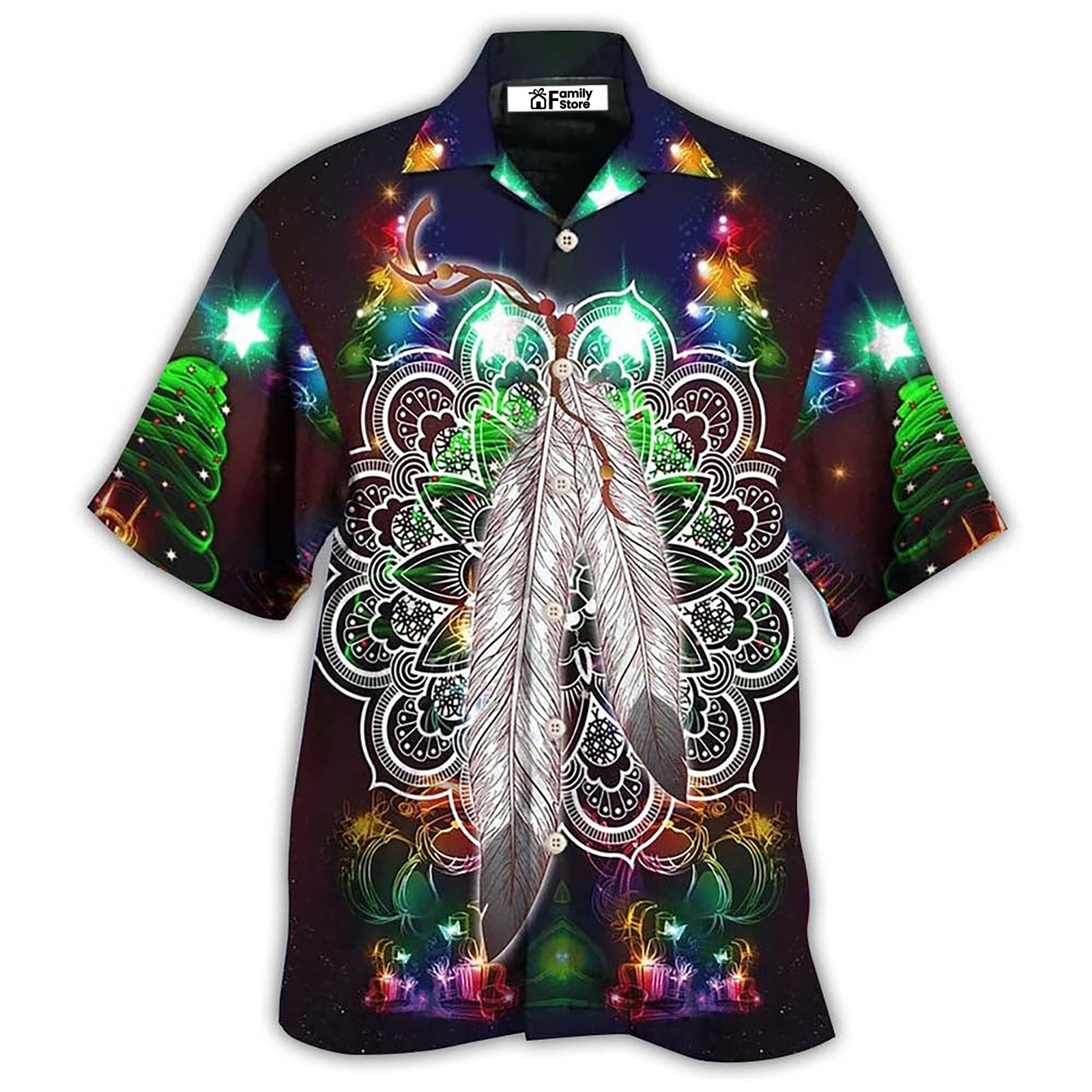 Native Feather Mandala Merry Christmas Stunning   Hawaiian Shirt