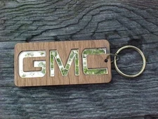 1995 GMC TRUCK Wood Veneer Key Ring Quirky 90s Key Holder Rare 4" NOS