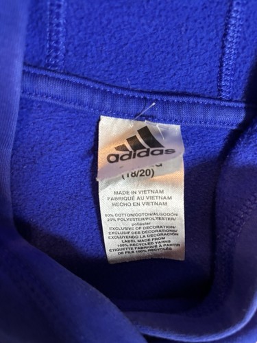 Adidas Boy's Fleece-Lined Hoodie Sweatshirt Blue Black Size Youth Large 14/16 - Picture 11 of 15