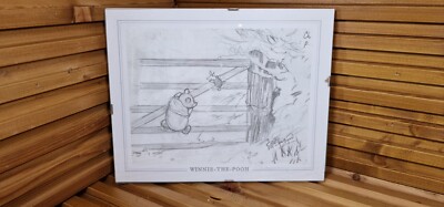 Ferkel und Pooh am Zaun : E. H. Shepard : 1926 : Archiv Kunstdruck