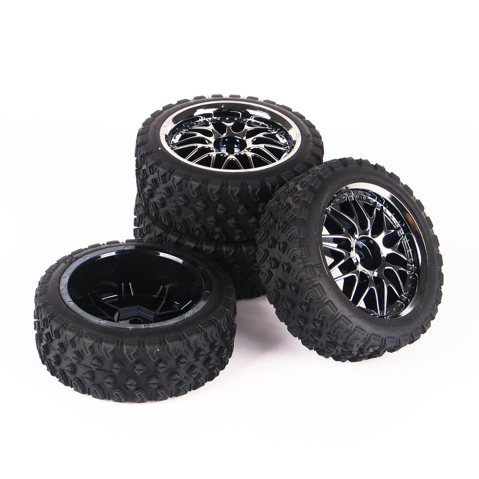 4X 1:10 Rubber On road Tires Wheel Rim 12mm Hex For Rally HPI HSP Racing RC Car - Image 4 of 4