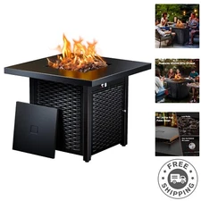 50,000 BTU Square Propane Fire Pit Table with Lid – Perfect for Patio Parties
