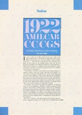 1985 1922 Amilcar CC CGS - Original Road Test Car Print Article J282