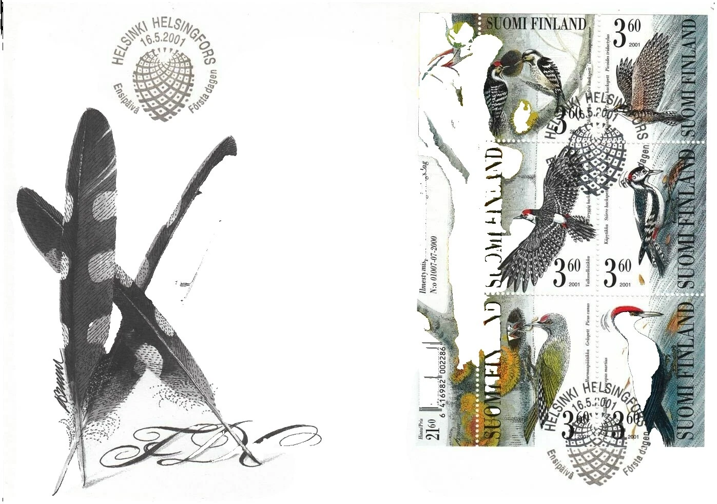First Day of Issue Birds Finnish Stamps