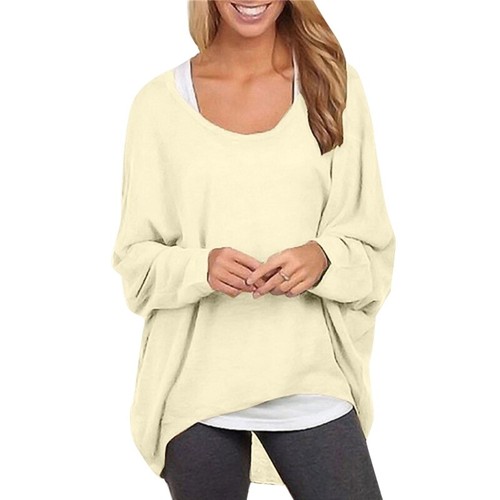 Women Batwing Sleeve Oversize Sweater Knit Off Shoulder Baggy Pullover Tunic Top - Picture 6 of 18