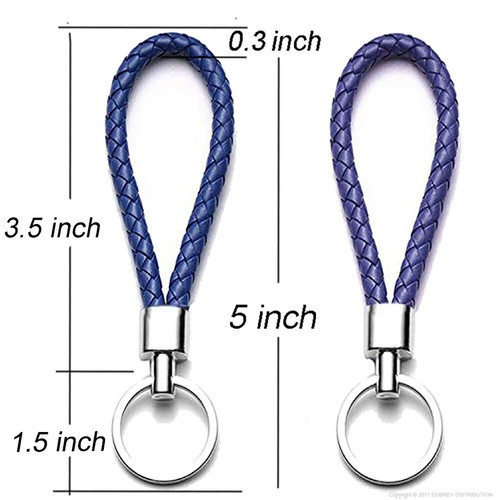 Car Leather Chain Ring Strap Rope Car Fob Cord Holder for Silicone Case Key - Picture 3 of 4