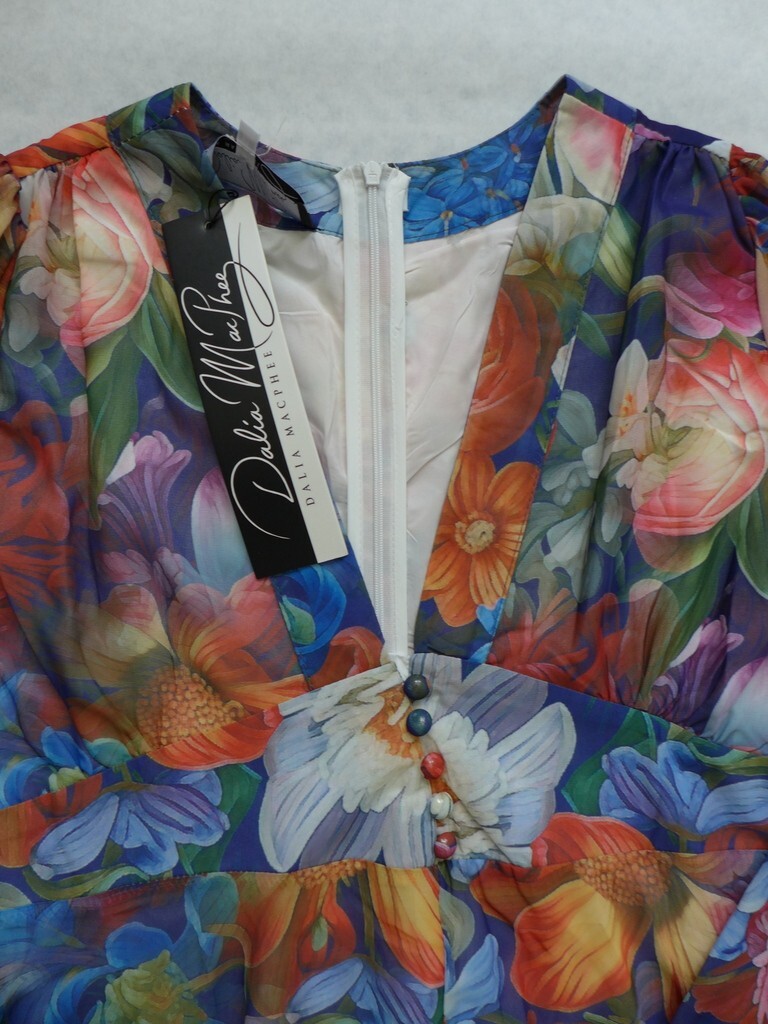 DALIA MacPhee Tiered Hem Long Sleeve Floral Print V-Neck Maxi Dress Size XL  | eBay