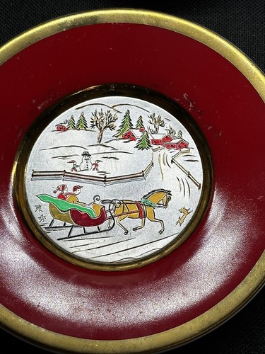 Vintage Rare Happy Holidays,Himark Christmas Sleigh Plate and Trinket Bowl W/Lid - Picture 10 of 12
