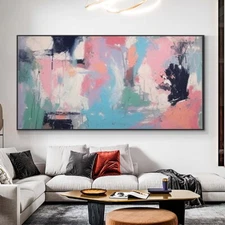 Hand painted Oil Painting Abstract impressionism in soothing pastel hues f011