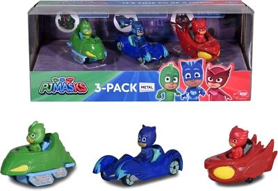 Dickie Toys PJ Masks Cars Auto Spielfiguren Set Cat-Car Owl-Glider&Gekko-Mobil