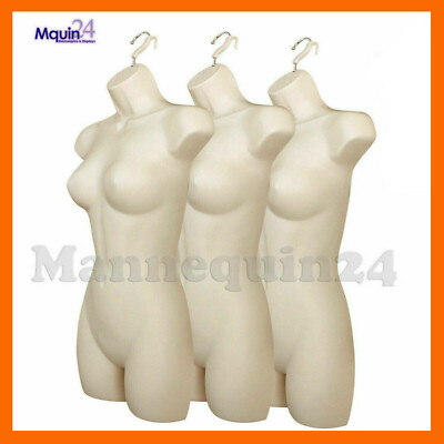 Torso Dress Body Form Hanging Mannequins 3 pack Female Flesh + 3 Hangers