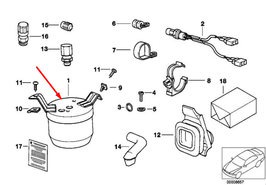 NEW BMW 3 E36 A/C RECEIVER DRIER 64538372977 8372977 1.8 PETROL  