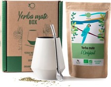 ORIGEENS KIT MATE avec Calebasse Maté, Bombilla, Yerba Mate BIO | Tasse Maté Cér