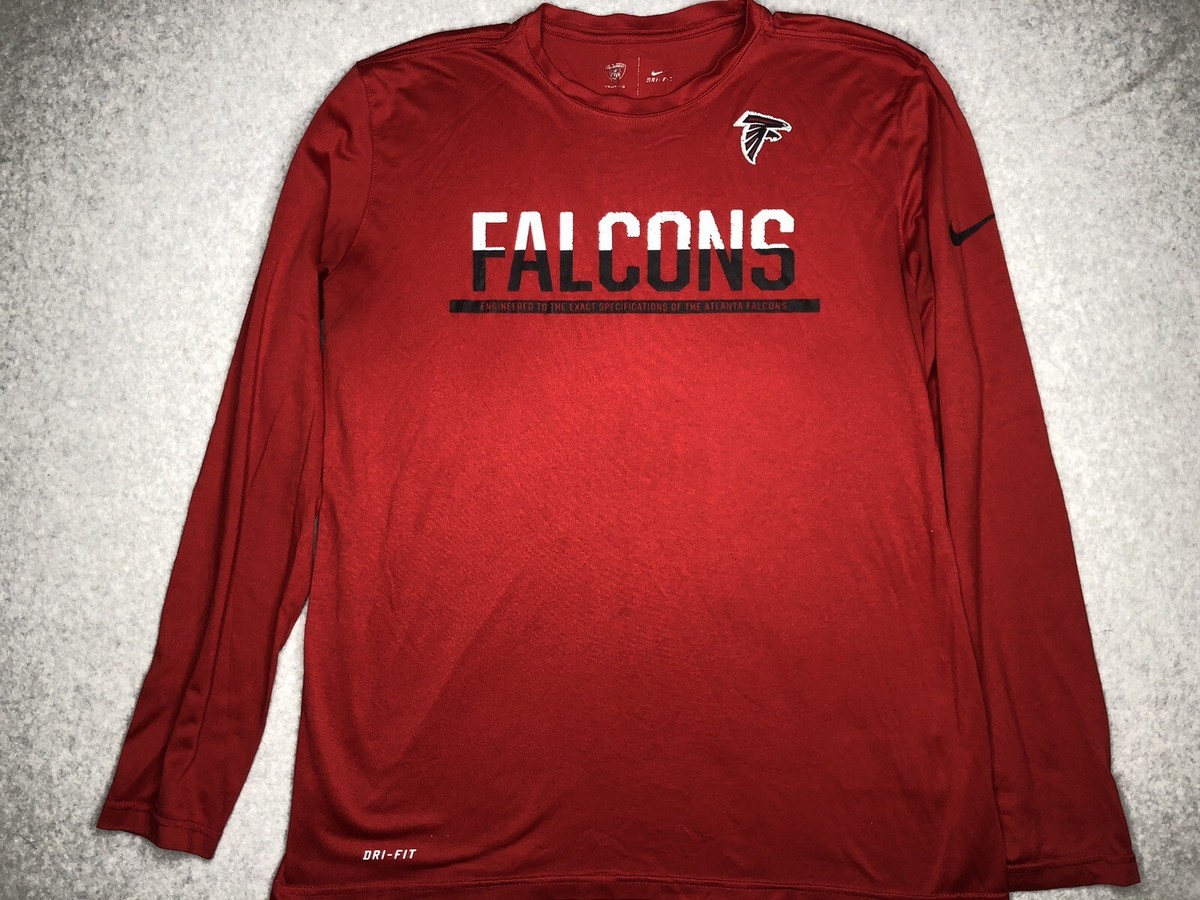 Nike Dri-Fit Atlanta Falcons Long Sleeve NFL Equipment Training T-Shirt Red  Sz L
