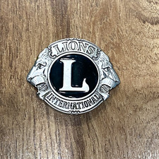 Vintage Lions International Club Belt Buckle Pewter 1015