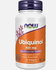 NOW Foods Ubiquinol 100mg 60 Softgels Active CoQ10 12/25EXP