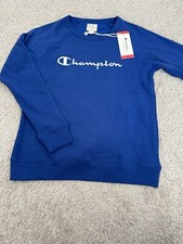 NWT Champion Women's Powerblend Graphic Crewneck Sweatshirt Blue Size Medium