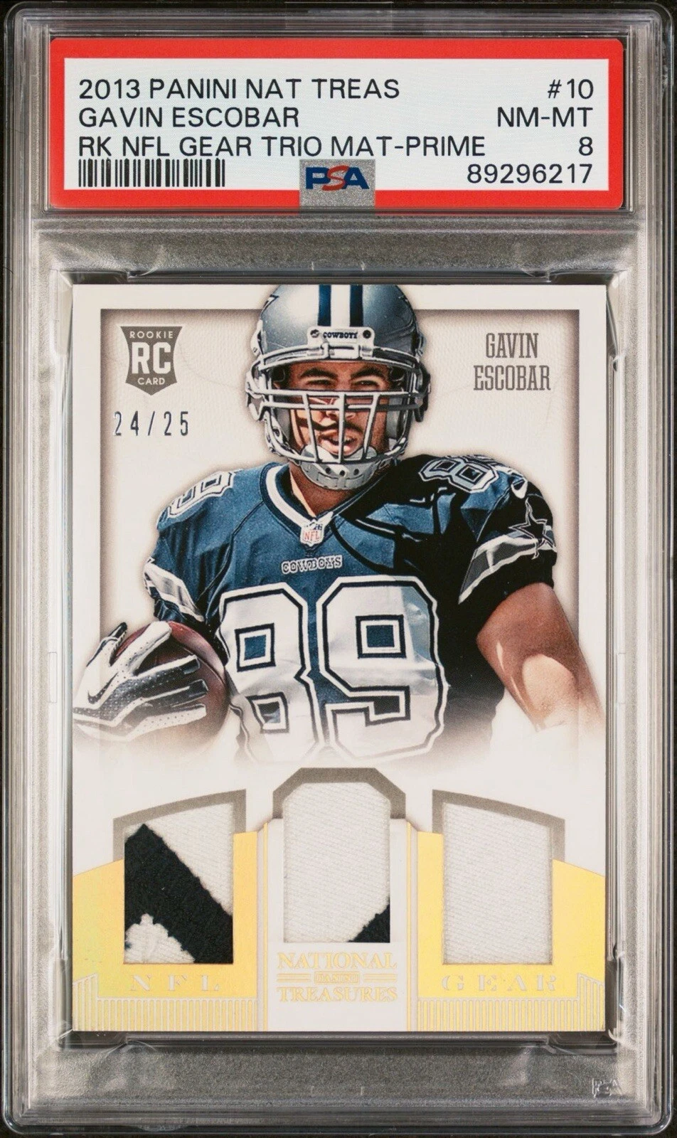 Gavin Escobar Panini National Treasures Rookie NFL Gear Trio Materials #10 Prime