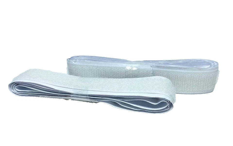 Sujetadores de gancho y bucle Allary Stick-On sin coser, 2 mangos 36" x 7/8", blanco Foto 2 de 3