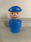 Vintage Fisher Price Little People Mail Carrier Pilot Policeman Blue Hat