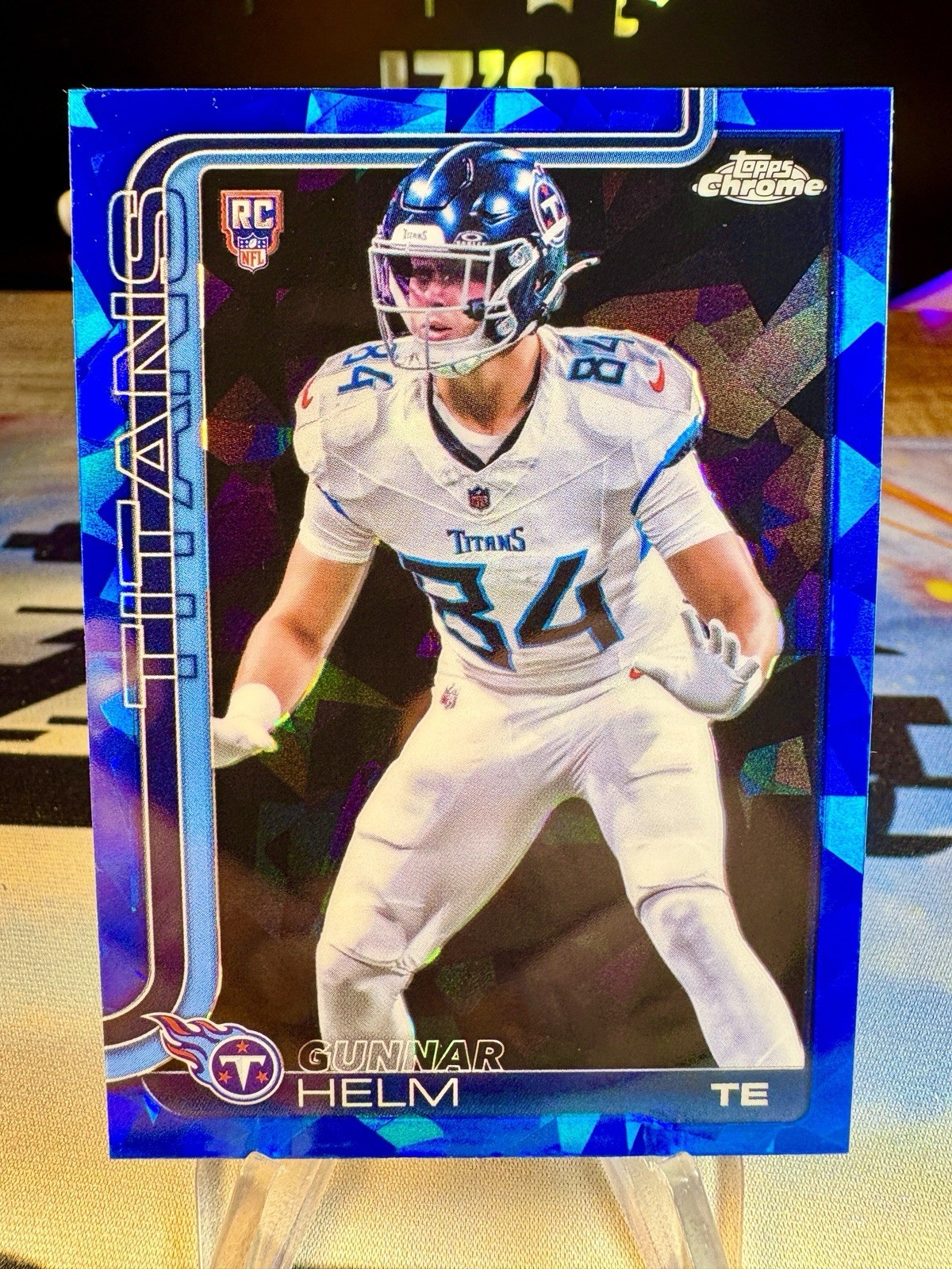 2025 Gunnar Helm Topps Chrome Sapphire Rookie Card #305 Tennessee Titans