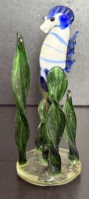 Murano Glas Figur schwimmendes Seepferdchen auf Sockel Lauscha handbemalt 7,5cm - Bild 1 von 2