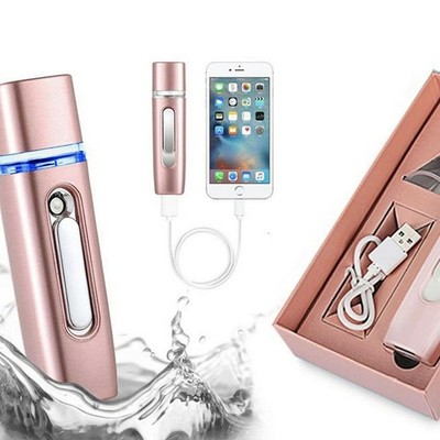 2 in 1 Tragbarer Nano Nebel Sprüher Rosegold Handgerät Gesichtsdampfer Hydration