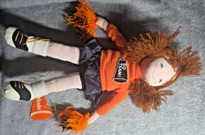 Russ Berrie Cheerleader Rag Doll 797 Plush Orange Black 13" w/ Megaphone Tag