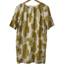 Mina Perhonen Cactus Short Sleeve Knee Dress 36 Yellow Ladies Elegant -From Jap