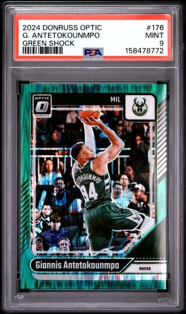 2024-25 Panini Donruss Optic - Giannis Antetokounmpo #176 Green Shock /149 PSA 9