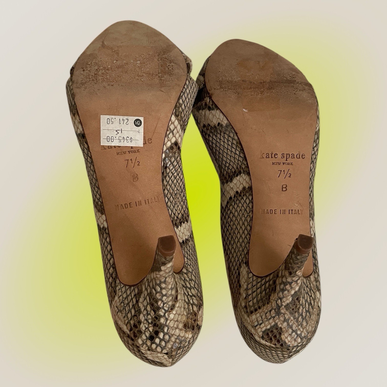 Kate Spade Peep Toe Heels Beige Python Snake Leat… - image 9