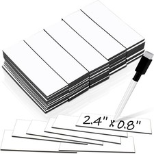 50 Pack Dry Erase Magnetic Labels White Reusable Write On Magnets Sticker, Ma...