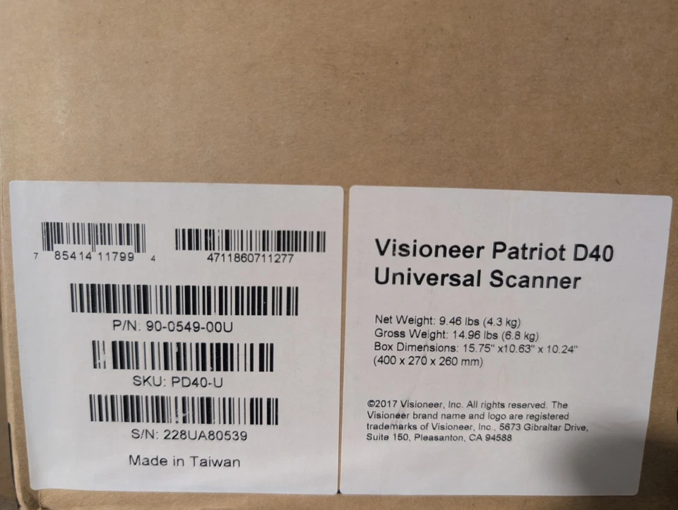 Visioneer PATRIOT D40 Duplex Color Document Scanner USB 2.0 w/Bundle PD40-U - Image 2 of 3