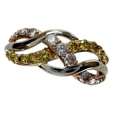 US 7 GSTV Natural pink diamond 0.17ct Yellow Diamond (Treatment) 0.18ct Ring...