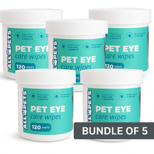 Bundle of 5 Dog Eye Wipes   120 Pcs Each Soft Eye Wipes for Dogs and Cats