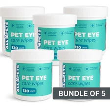 Bundle of 5 Dog Eye Wipes – 120 Pcs Each Soft Eye Wipes for Dogs and Cats