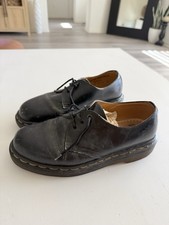 Vintage Dr. Martens 1461 black leather 3-eye Oxford shoes made in England Size 4