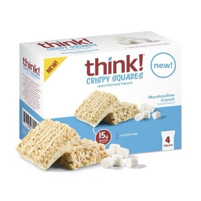 Think!  Crispy Squares Marshmallow Crunch 15 Grams Protein 6 Boxes 24 Bars